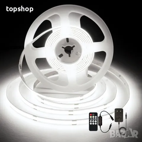 SIRYYUI COB LED лента 3M,6000K, 480LEDs/M, DC24V, CRI 90+ с RF дистанционно и захранване