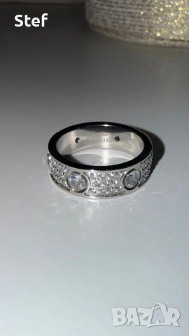 Cartier love пръстен сребърен full diamond