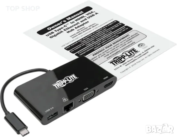 Eaton USB-C Многопортов видео адаптер, 4К/30Hz HDMI, USB-A 3.2 Gen 1, снимка 5 - Кабели и адаптери - 49457630