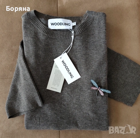 Woodling нова зимна рокля от фино мерино с брошка