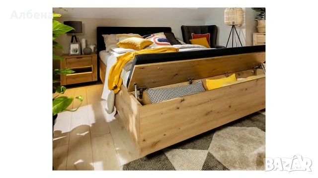 Легло Ostia 160x200 – Дъб Артизан / Черен Дъб, снимка 4 - Спални и легла - 53871111