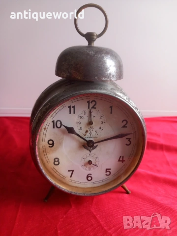 Рядък Железничарски Часовник Будилник  JUNGHANS ,Юнгханс, снимка 2 - Антикварни и старинни предмети - 53731512