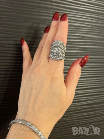 Красив масивен пръстен с кристали, снимка 10 - Пръстени - 53926677