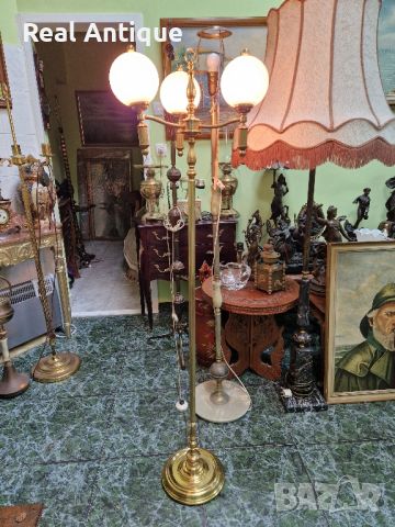 Уникална много красива антикварна английска бронзова подова лампа , снимка 5 - Антикварни и старинни предмети - 45552846