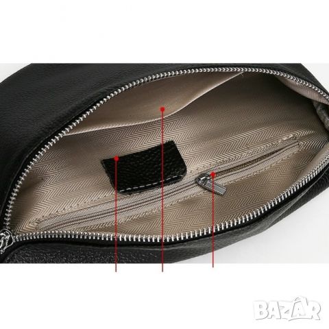 Малка чанта от естествена кожа Black 1224, снимка 4 - Чанти - 45352732