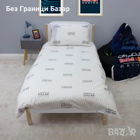 Нов Детски спален комплект Red Bull Racing двулицев син 135x200 см за стая фенове, снимка 4 - Спално бельо и завивки - 54195110