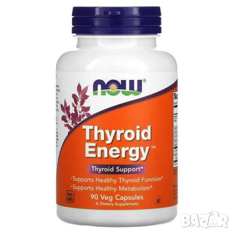 Now Foods Thyroid Energy, Подкрепа за щитовидната жлеза, 90 капсули, снимка 1