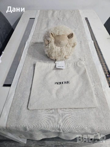 Продавам стопер за врата Овца + подарък ленена тишлайфер/покривка ЧИСТО НОВИ с етикетите от Zara Ho , снимка 7 - Покривки за маси - 53079557