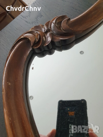84x62 см/голямо бароково огледало в кафява дървена рамка/ръчна дърворезба, снимка 3 - Декорация за дома - 52724676