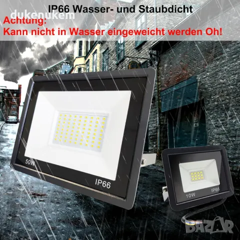 НОВ! LED прожектор, топло бяла светлина, IP66 водоустойчив, 50W, снимка 5 - Лед осветление - 49189956