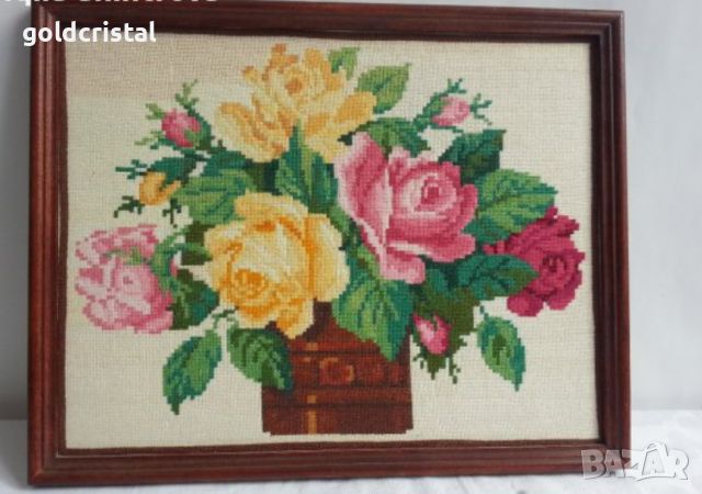гоблен букет рози , снимка 1 - Антикварни и старинни предмети - 11511680