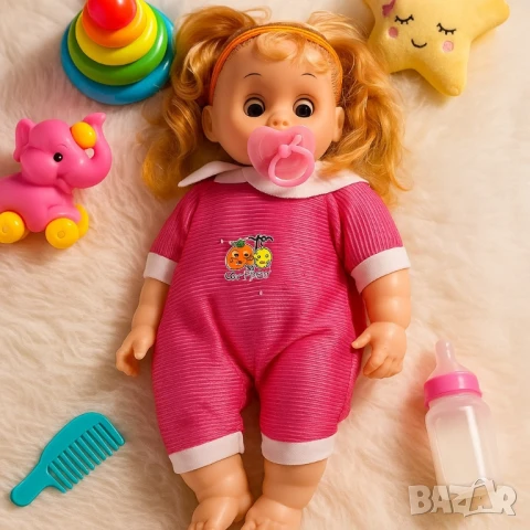 Кукла бебе с биберон – 25 см звук и забавление, снимка 2 - Кукли - 51067436