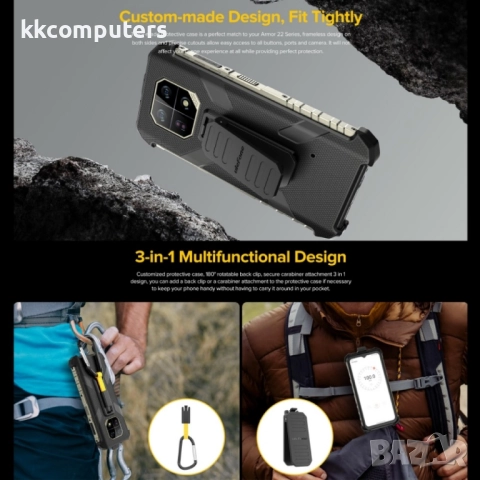 Ulefone Armor 22 Удароустойчив Калъф, Карабинер и Протектор, снимка 5 - Калъфи, кейсове - 52847384