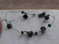 Стар накит с бронзови звънчета и зелено стъкло вързани с тел, снимка 3