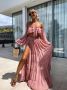 Дамски комплект топ и дълга пола с цепка в пепел от рози, снимка 2