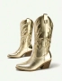 Дамски ботуши в златисто , снимка 1