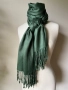 Маслиново зелен шал от кашмир, снимка 2
