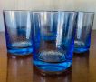 Чаши,дебело стъкло,с орнаменти,в кобалтово синьо-2 вида,по 6 броя, може и поотделно-35 и 30лв