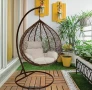 Висящ Ратанов Стол – ГОЛЯМА Градинска Люлка Водоустойчива, снимка 4