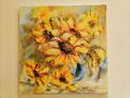 Авторска Маслена живопис,, Слънчеви цветя ", снимка 1