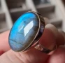 Космически сребърен пръстен с голям лабрадорит , снимка 7