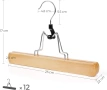 SONGMICS 12 бр. дървени закачалки за панталони, неплъзгащи се, хромирани, въртящи се на 360 градуса,, снимка 5