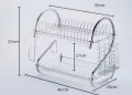 Луксозен S-образен сушилник за домакински съдове, двуредов, снимка 2