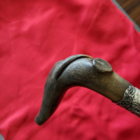 Антикварен бастун сребро рог от носорог, снимка 2 - Колекции - 44968740