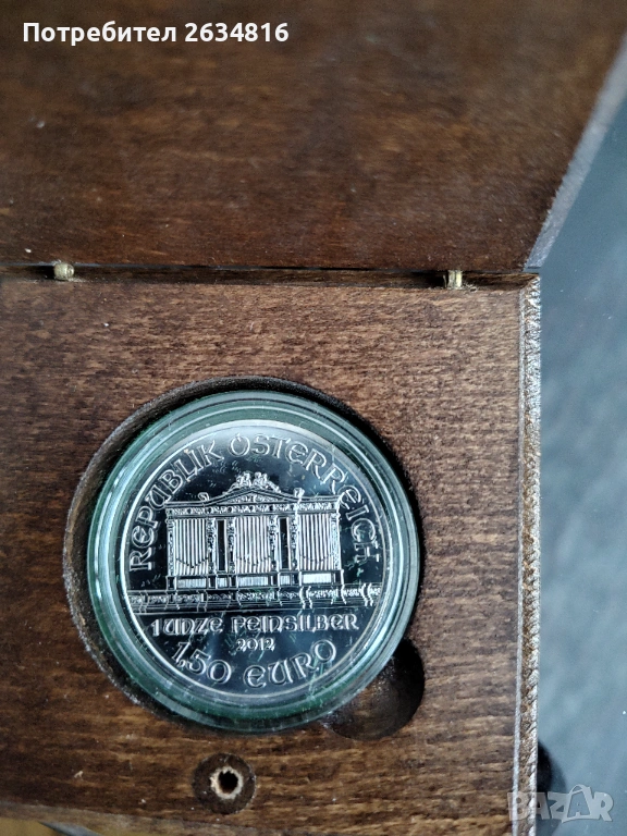 Сребърна монета 2012 г. 1 тройунция сребро Виенска филхармония , снимка 1