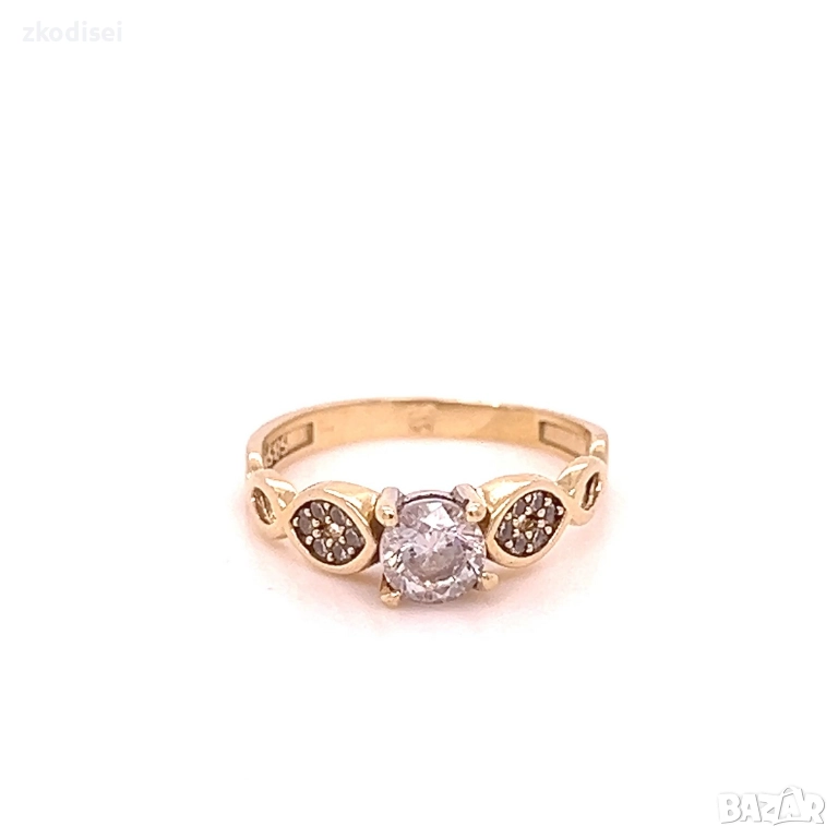 Златен дамски пръстен 1,89гр. размер:51 14кр. проба:585 модел:35617-1, снимка 1