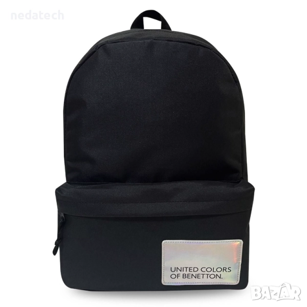 Ученическа раница Benetton, Черен, 30x14x44см ., снимка 1