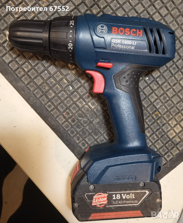 Професионален винтоверт Bosch GSR 1800-LIс батерия без зарядно. Цената е крайна!, снимка 1