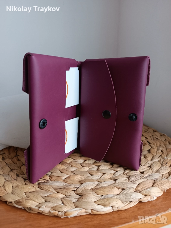 Ръчно изработено кожено оригами портмоне, снимка 1