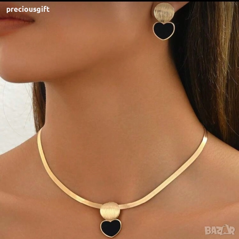 Комплект бижута от 2 части - колие и обеци, снимка 1