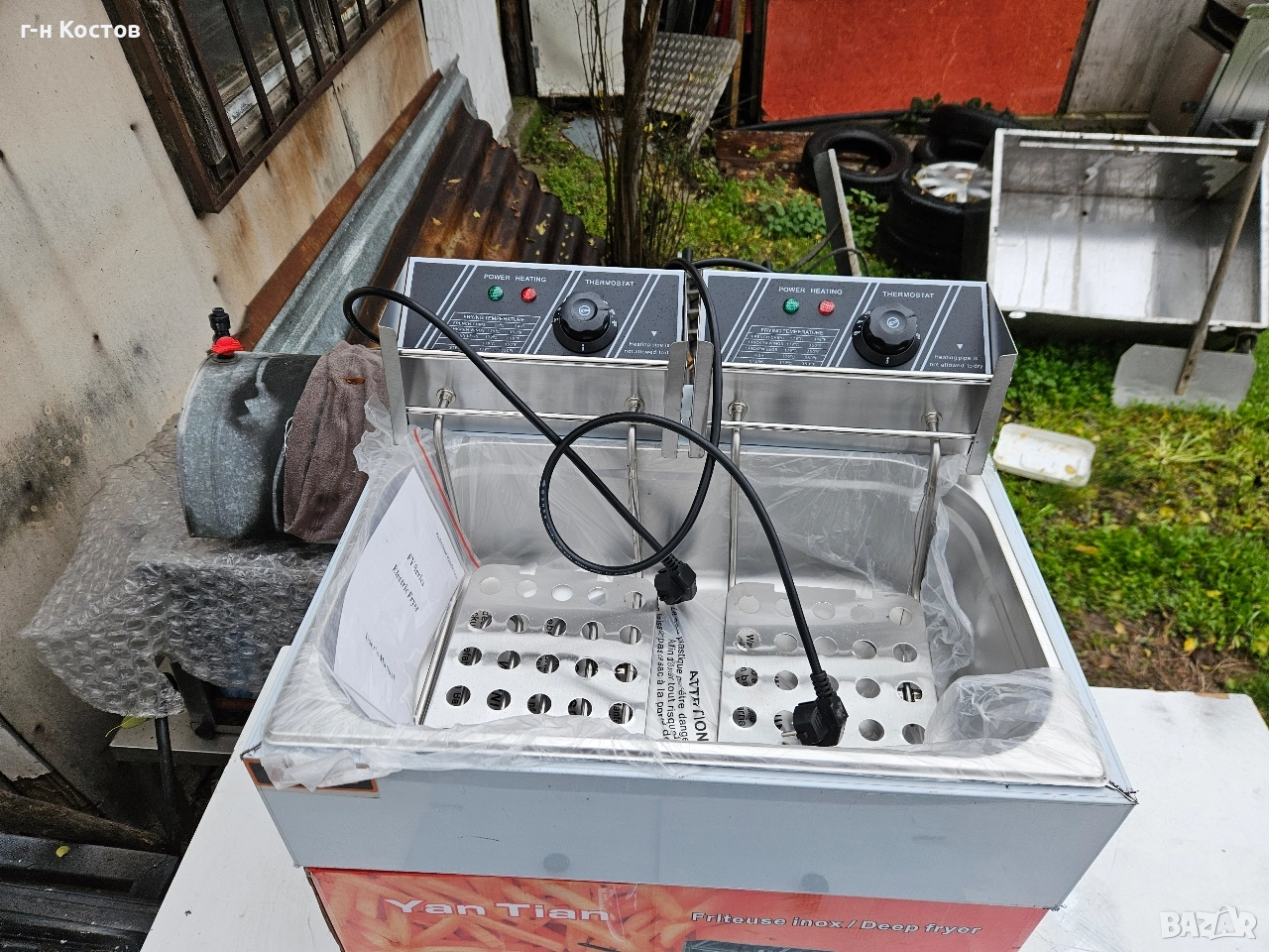 Фритюрник 10 литра на ток Цена - 390лв.,или на газ цена 650лв. специално за пържене на мекици понич, снимка 1