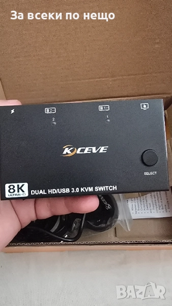  USB 3,0 displyport, KVM превключвател за 3 компютъра и 2 монитора, снимка 1
