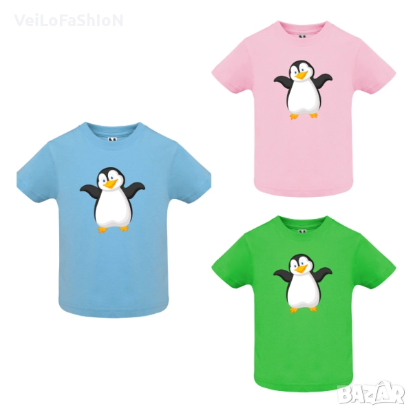 Нова бебешка тениска с Пингвин, в три цвята, снимка 1