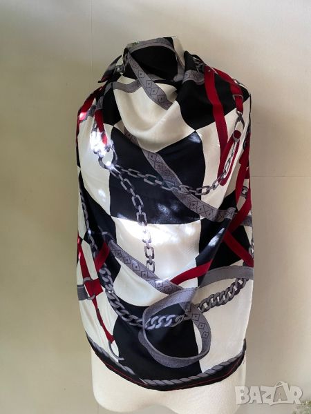 Летен шал/ кърпа за глава в черно и бяло, снимка 1