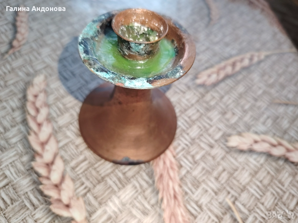 Меден свещник от 19 в., снимка 1