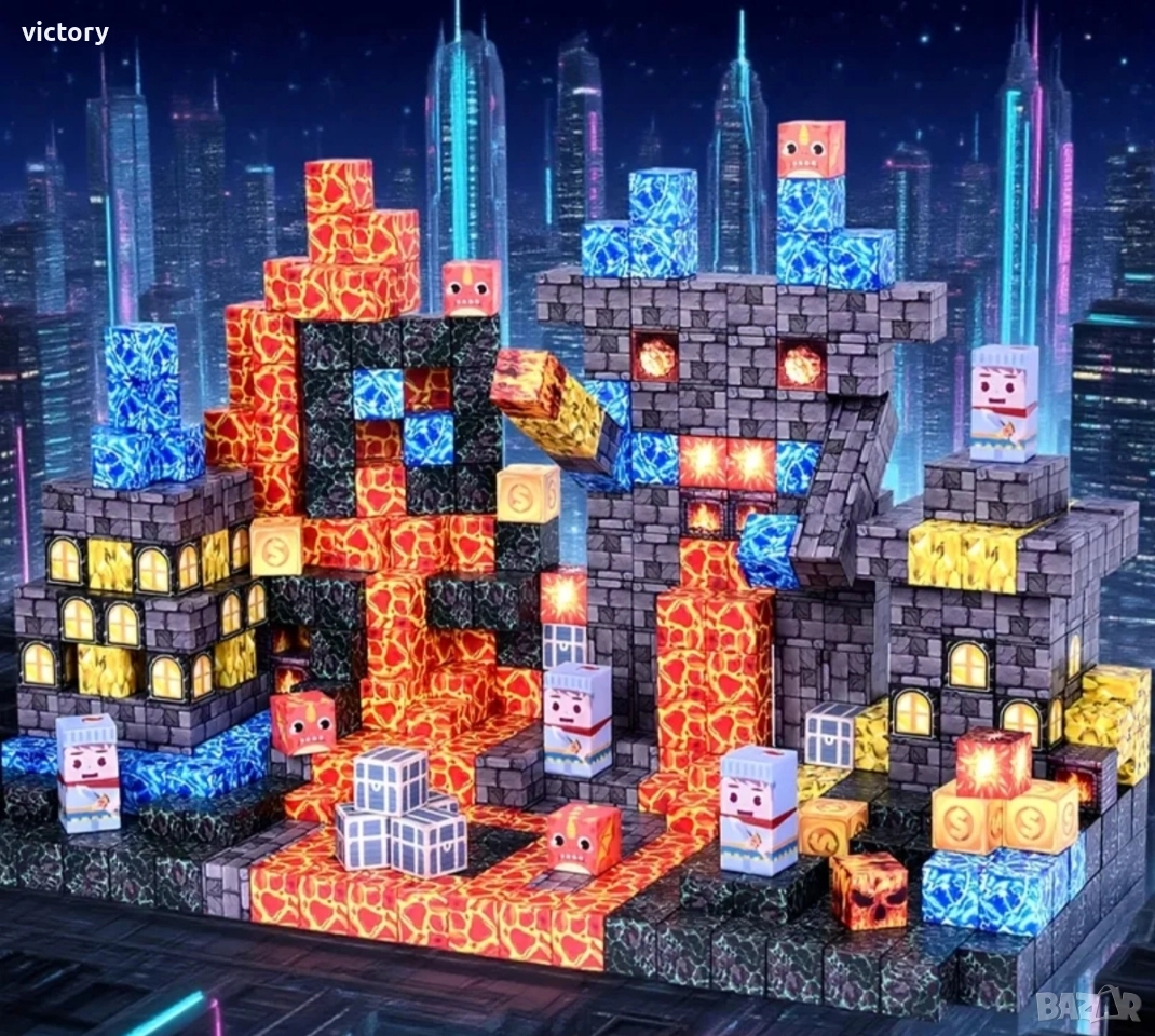 Магнитни строителни блокчета 160 части, снимка 1