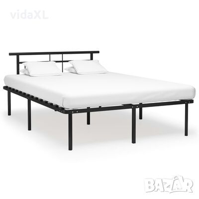 vidaXL Рамка за легло, черна, метал, 140x200 cм, снимка 1