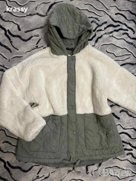 НОВО прходно дамско яке от пух и шушляк с качулка (размер 2ХЛ), снимка 1