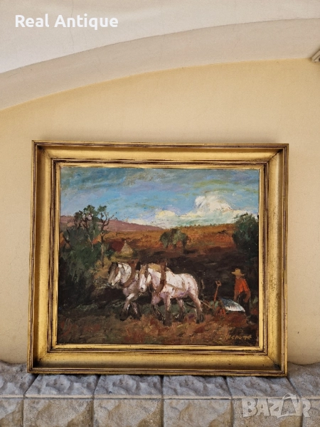 Страхотна майсторска антикварна авторска картина масло върху платно , снимка 1