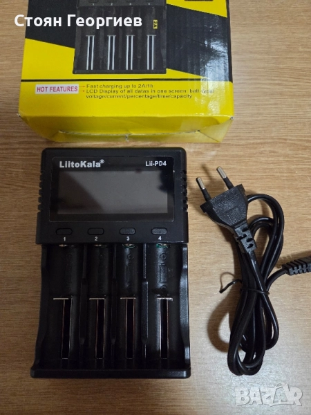 Интелигентно зарядно за батерии Liitokala, LII-PD4, слот за 4 батерии, 2А, Дисплей, черен цвят, снимка 1