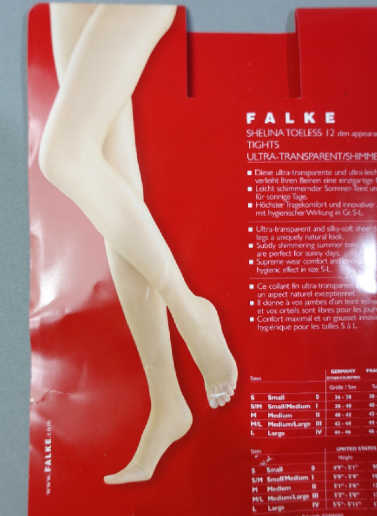 Collant Femme FALKE Shelina Toeless 12 DEN Powder - Taille L - Neuf Avec étiquettes - 63% Polyamide 37% Polyuréthane