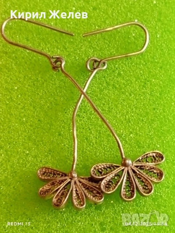 Нежни сребърни обеци със филигран във формата на цвете разкошни 52444, снимка 7 - Обеци - 52650440