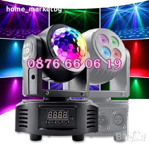 Дискотечен прожектор с 4 диода, прожектор Moving Head , снимка 2 - Декорация за дома - 52423591