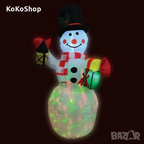 Надуваем Снежен човек с LED светлини-120 см./Коледна украса/декорация, снимка 3 - Декорация за дома - 52404723