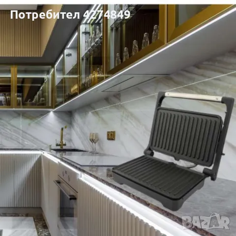 Тостер-сандвич  R514420, 1000W, Грил, Незалепващи плочи-23х14.5см., Отваряне на 180°, Инокс, снимка 5 - Тостери - 47759363