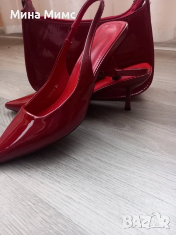 Чанта и обувки в бордо, снимка 6 - Дамски елегантни обувки - 54076057
